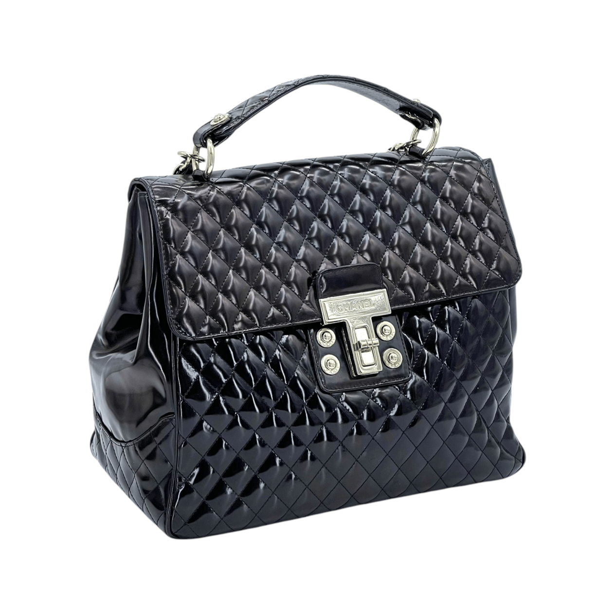  Chanel Glazed Lambskin Quilted Mademoiselle Kelly Top Handle Shoulder Bag CHANEL  