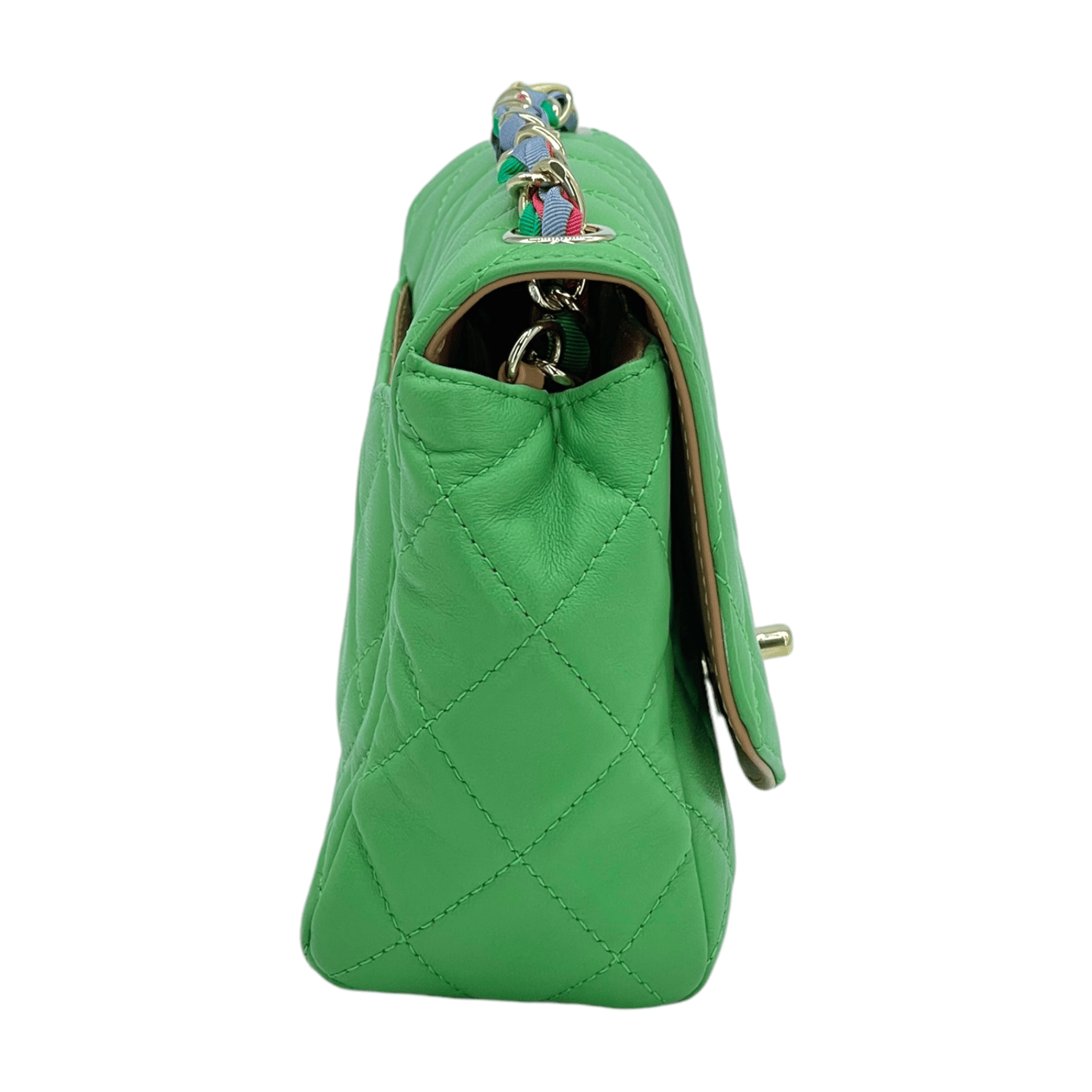  Chanel Green Lambskin Scarf Entwined Flap Bag CHANEL  