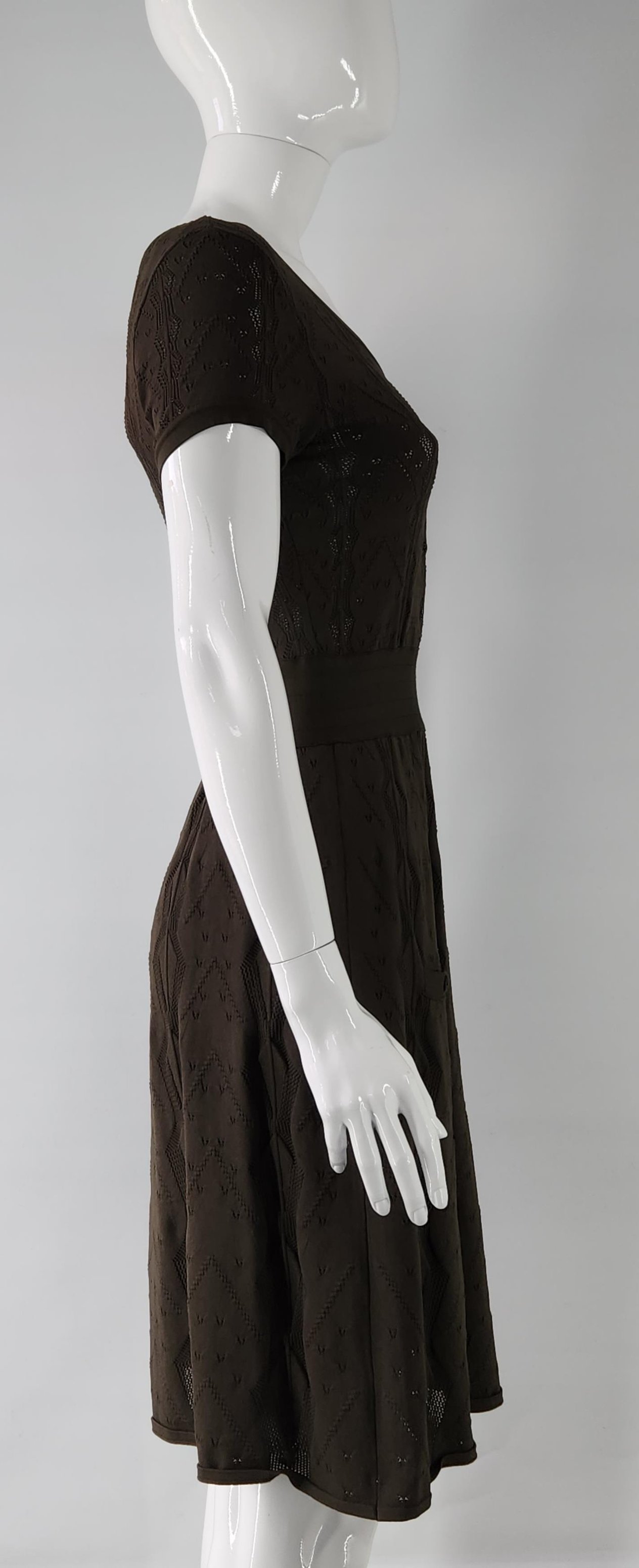 Chanel Khaki Short Sleeve Lace Dress 38 CHANEL  