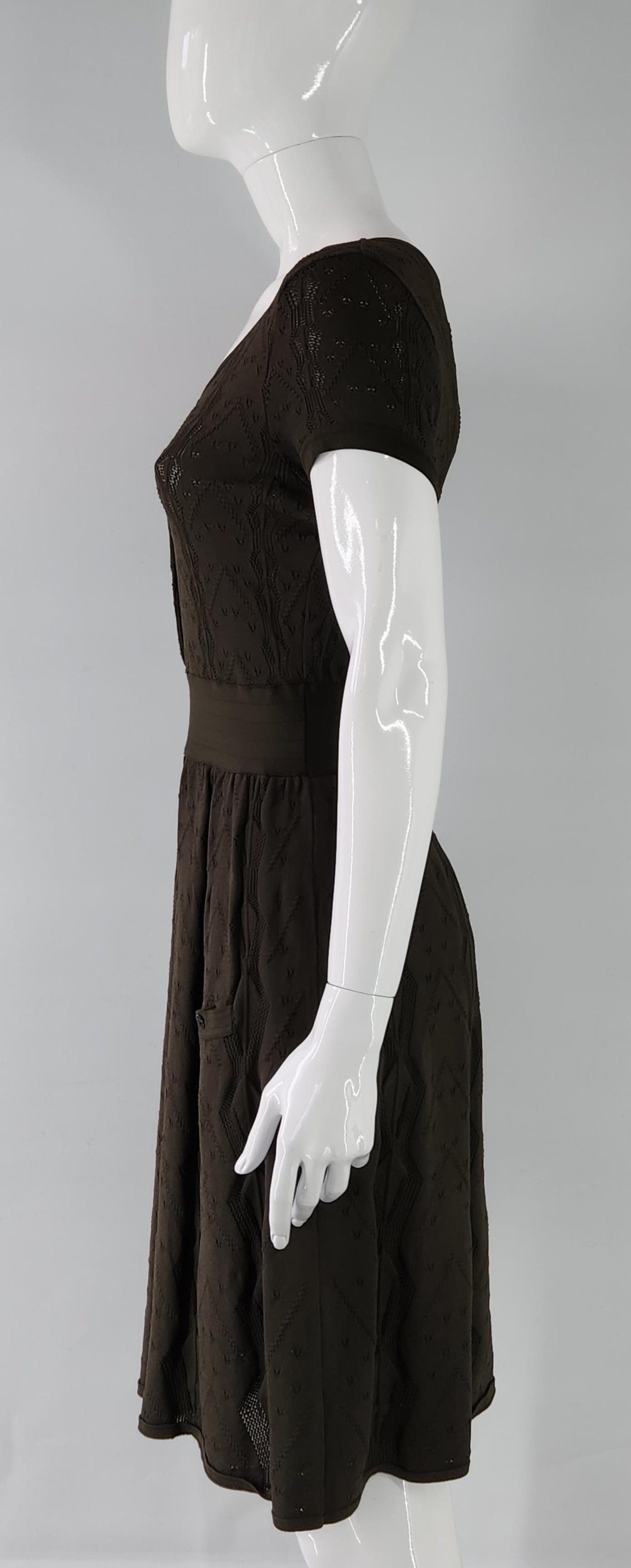  Chanel Khaki Short Sleeve Lace Dress 38 CHANEL  