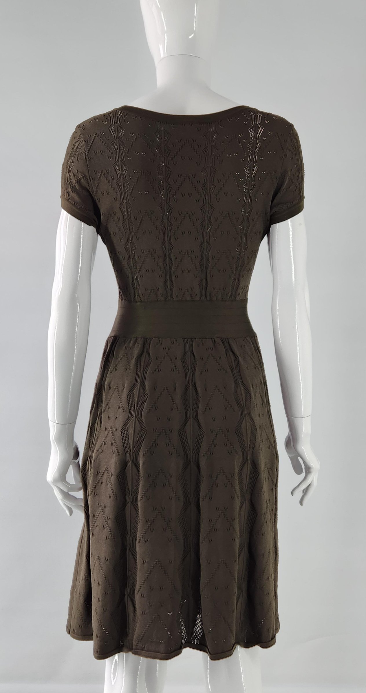  Chanel Khaki Short Sleeve Lace Dress 38 CHANEL  