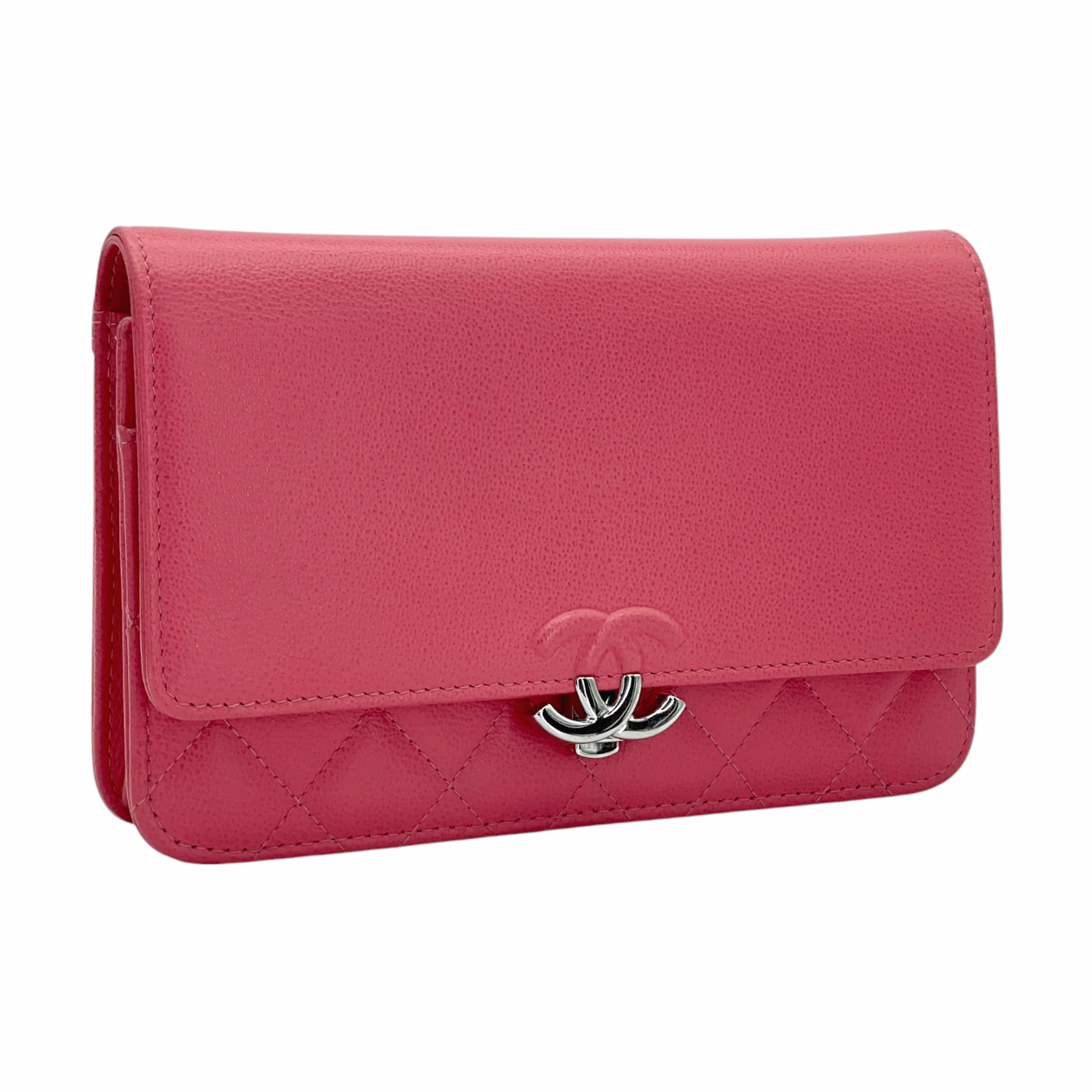  Chanel Pink Caviar Quilted Wallet On Chain CHANEL  