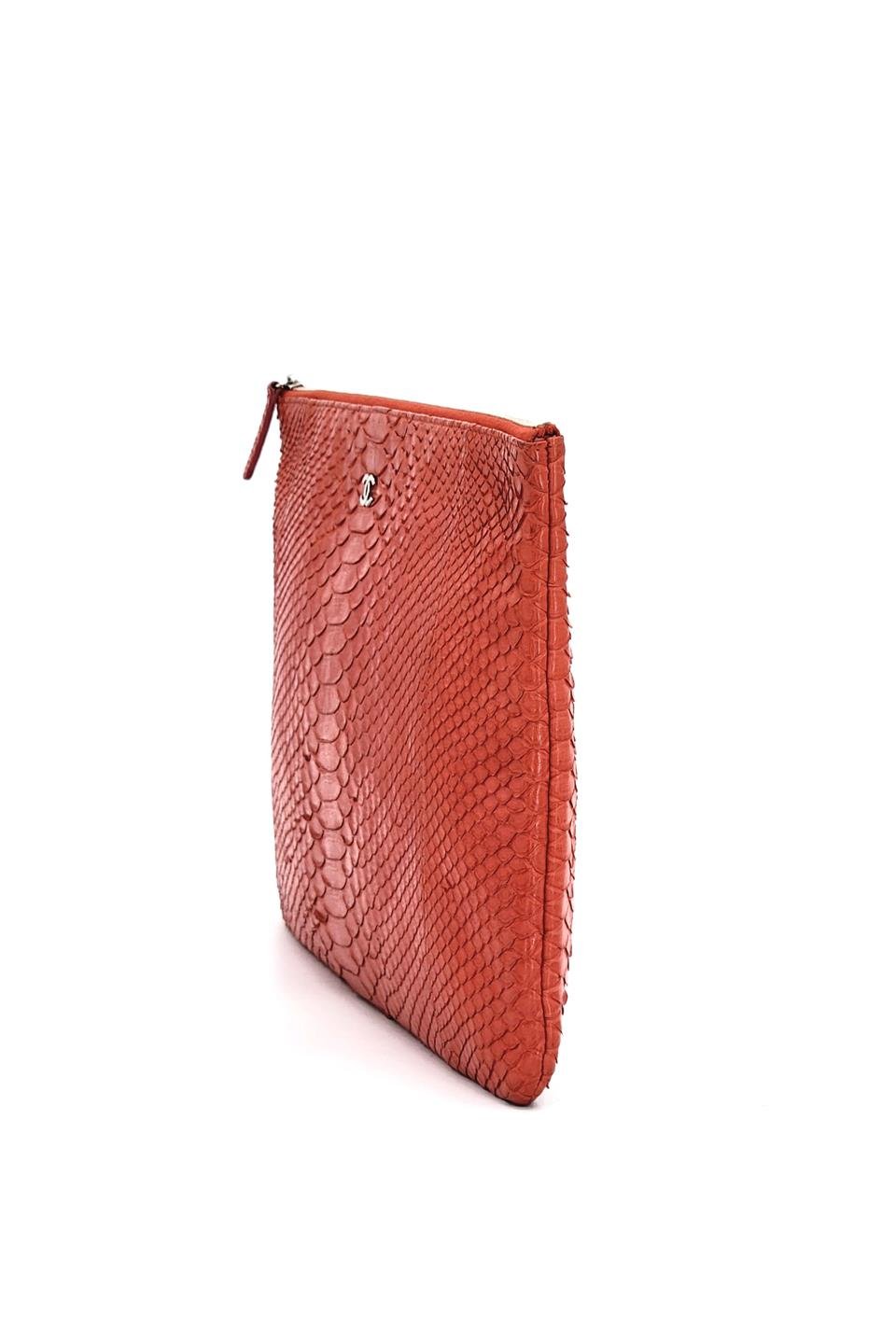  Chanel Red Python Large O Case Zip Pouch CHANEL  
