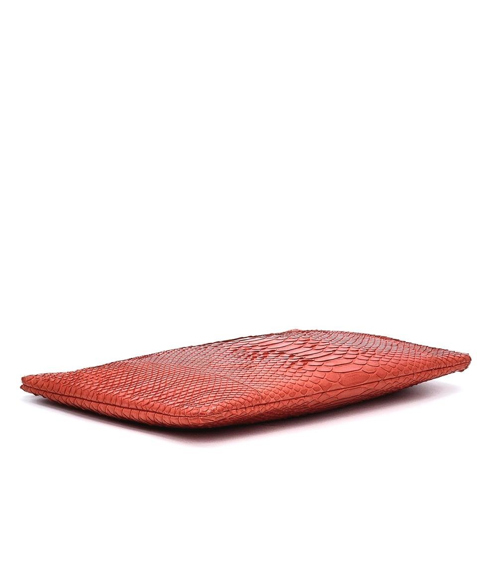  Chanel Red Python Large O Case Zip Pouch CHANEL  