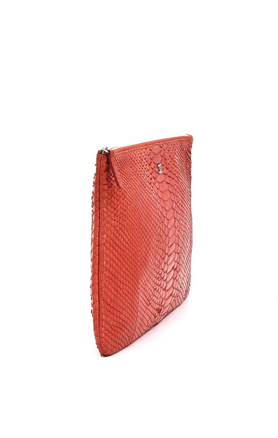  Chanel Red Python Large O Case Zip Pouch CHANEL  