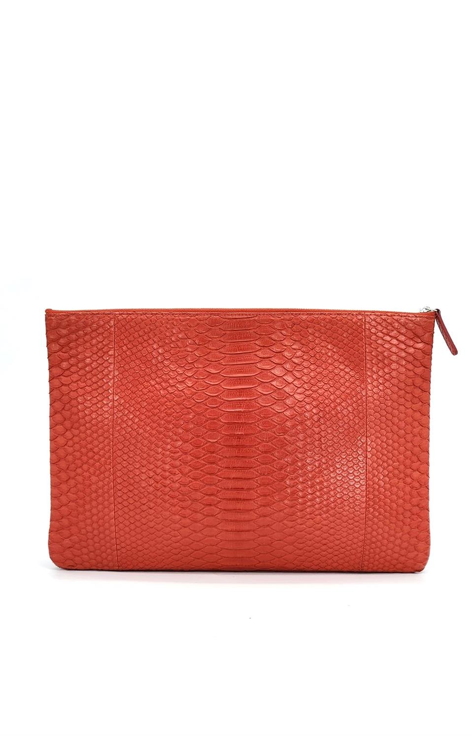  Chanel Red Python Large O Case Zip Pouch CHANEL  