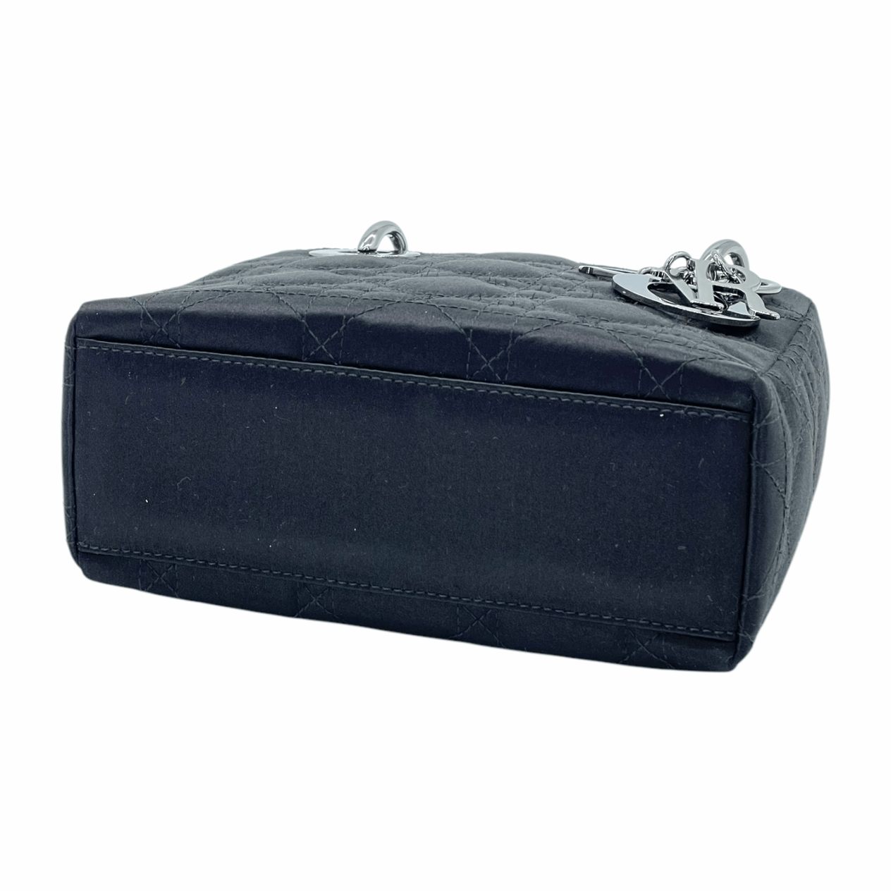  Christian Dior Black Cannage Satin Silver Mini Lady Dior CHRISTIAN DIOR  