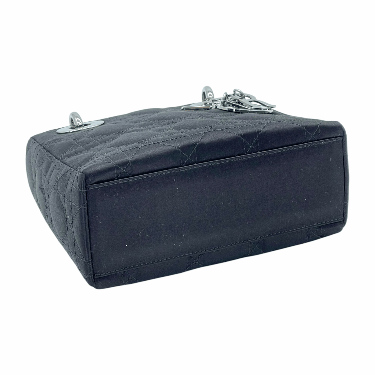  Christian Dior Black Cannage Satin Silver Mini Lady Dior CHRISTIAN DIOR  