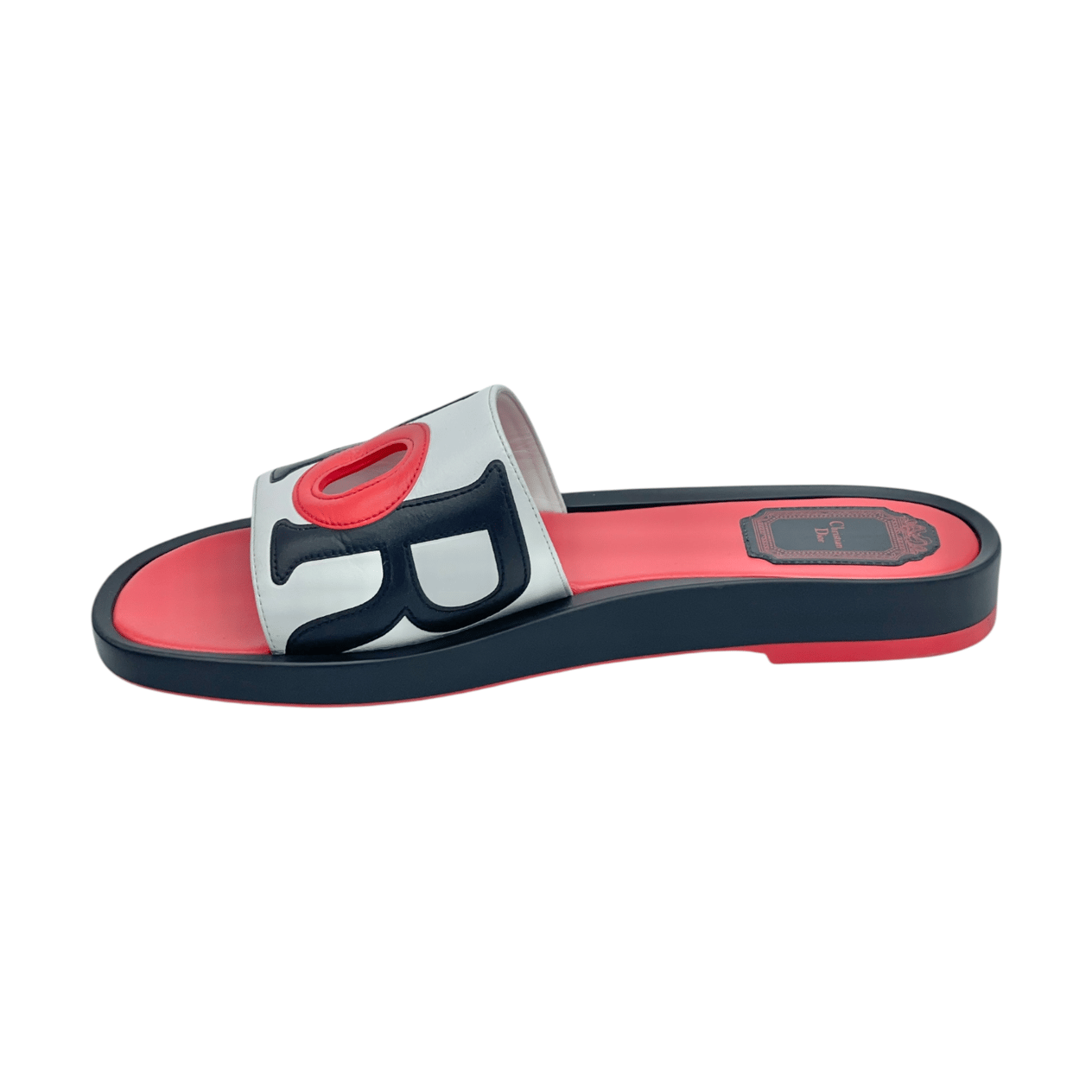  Christian Dior Marina Calfskin Slides Red White 38 CHRISTIAN DIOR  