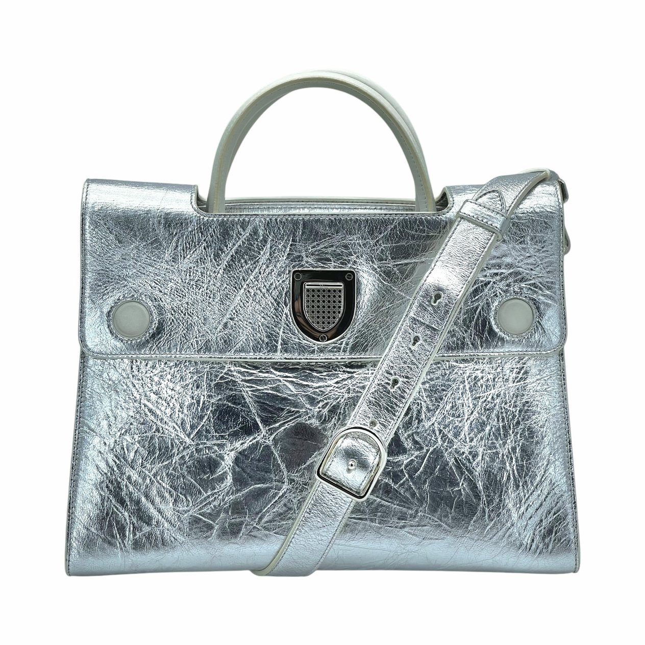  Christian Dior Metallic Silver Calfskin Diorever Tote Bag CHRISTIAN DIOR  