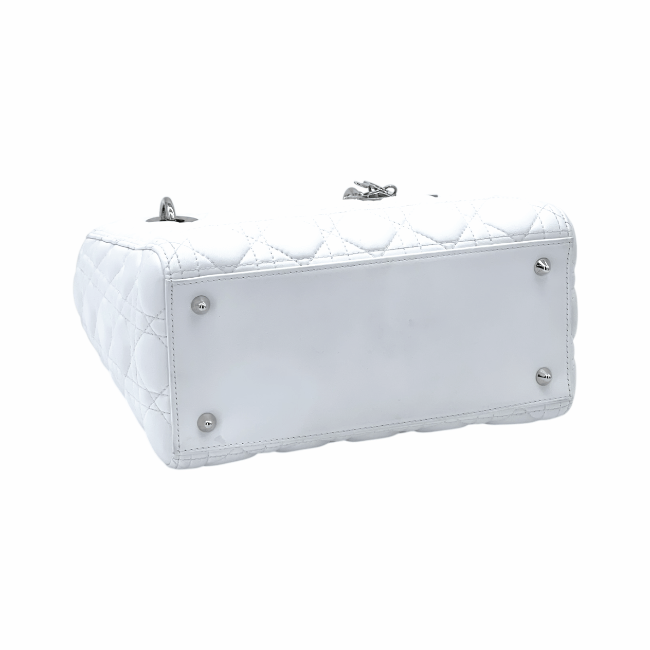  Christian Dior White Lambskin Cannage Medium Lady Dior CHRISTIAN DIOR  