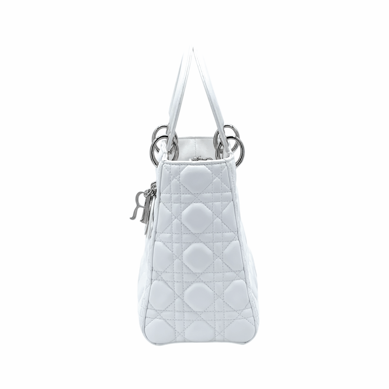  Christian Dior White Lambskin Cannage Medium Lady Dior CHRISTIAN DIOR  