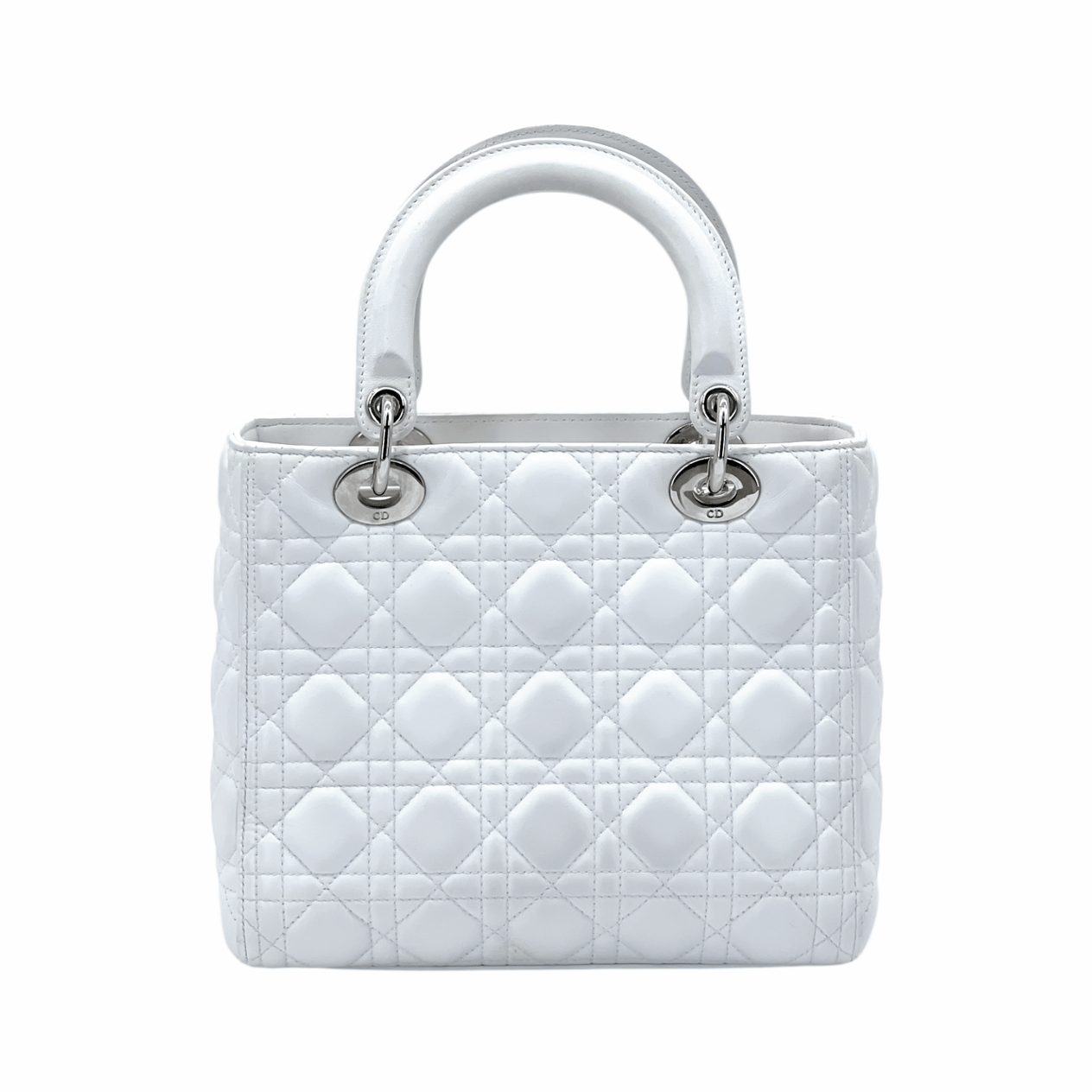  Christian Dior White Lambskin Cannage Medium Lady Dior CHRISTIAN DIOR  