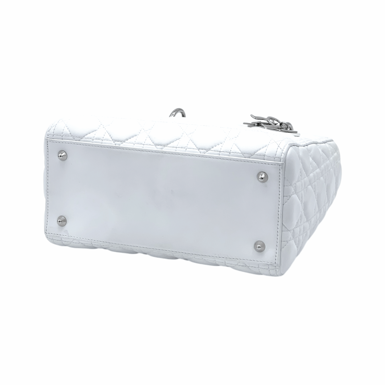  Christian Dior White Lambskin Cannage Medium Lady Dior CHRISTIAN DIOR  