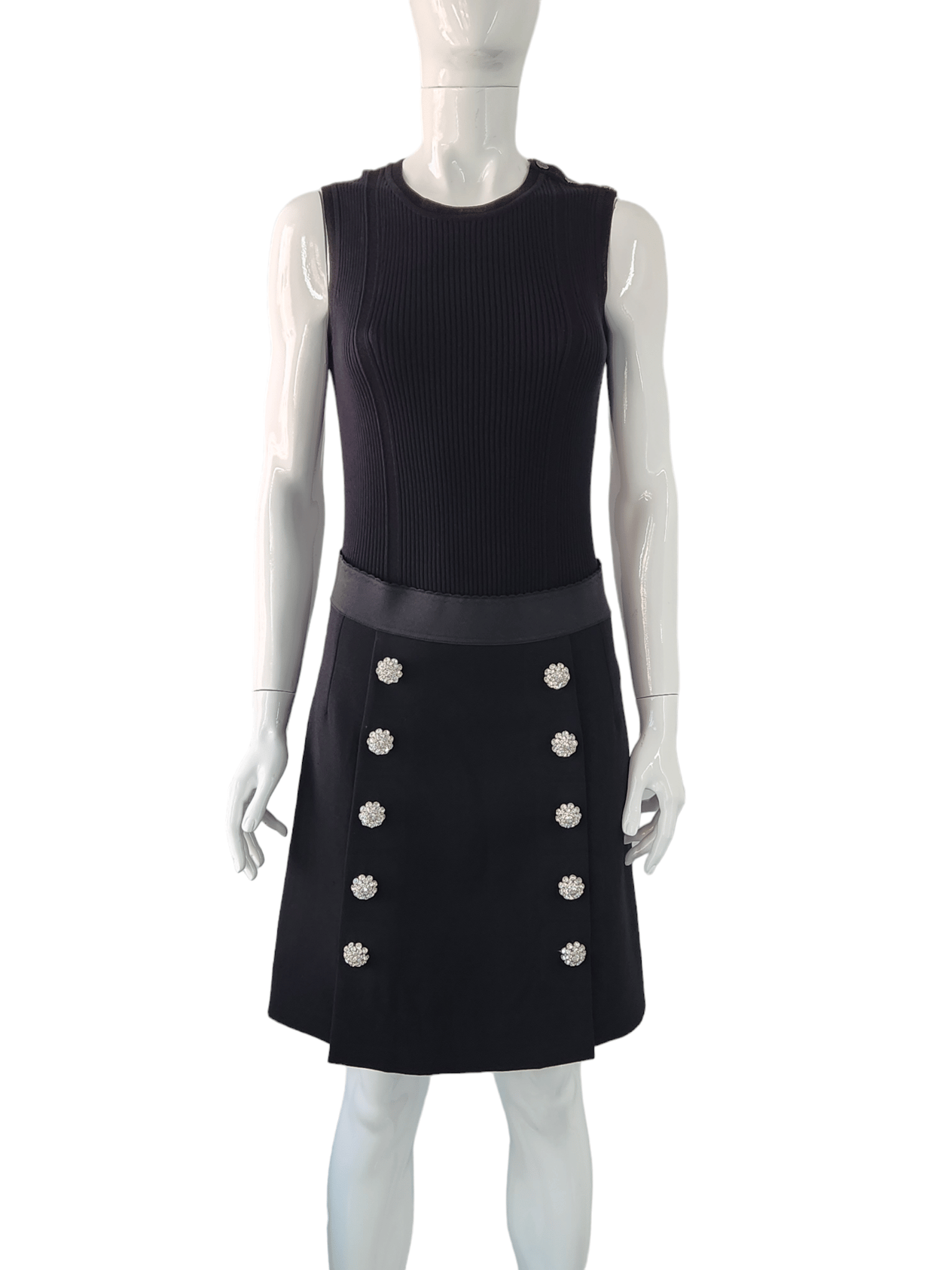  Dolce Gabbana Black Silver Stone Skirt IT42 DOLCE & GABBANA  