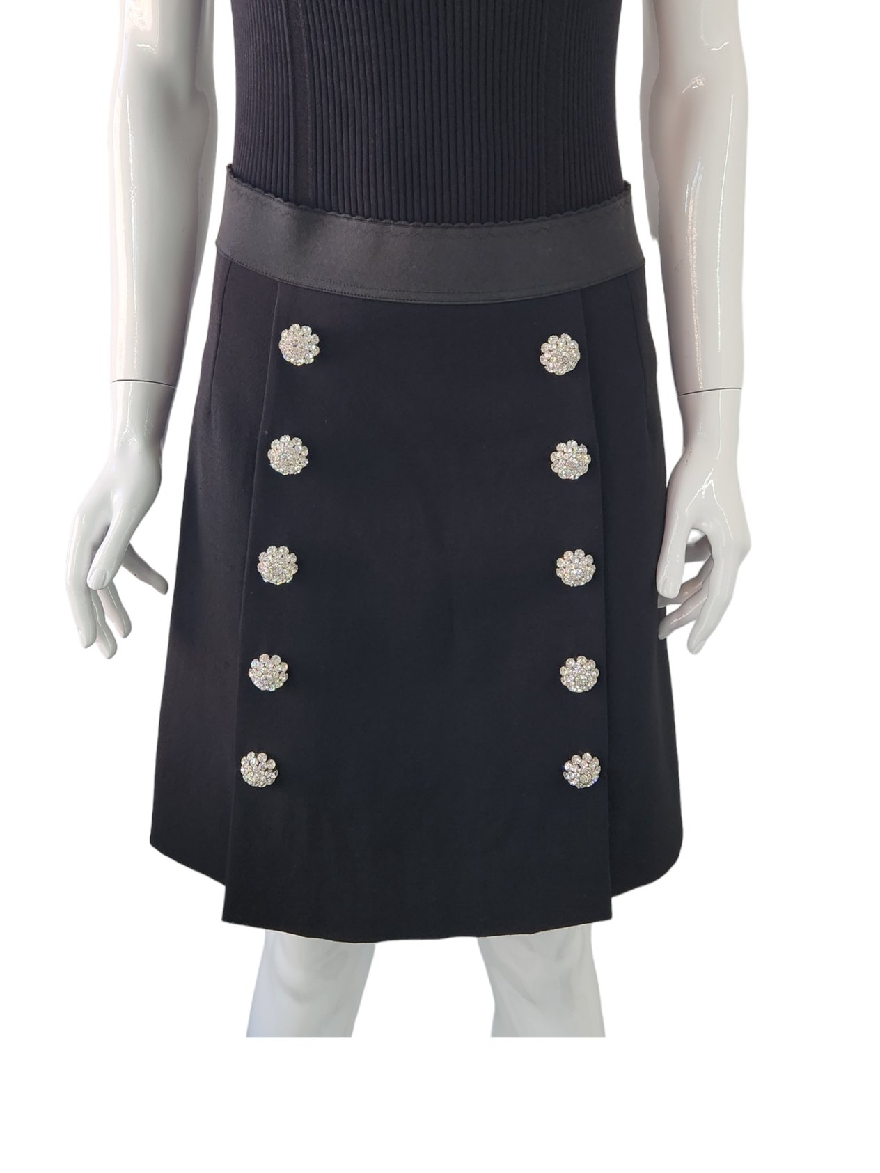  Dolce Gabbana Black Silver Stone Skirt IT42 DOLCE & GABBANA  