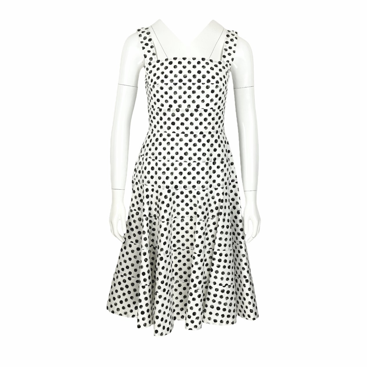  Dolce Gabbana Monochrome Polka Dotted Sleeveless Cotton White Black Dress IT40 DOLCE & GABBANA  
