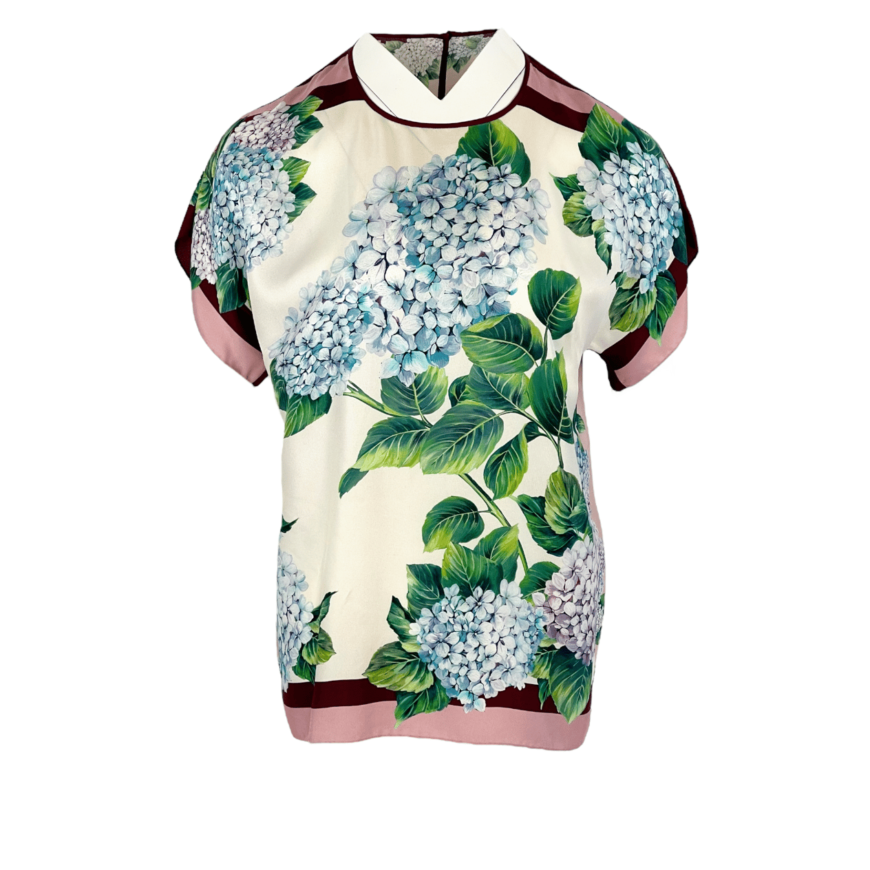  Dolce Gabbana Multicolor Ortensia Print Silk Blouse IT40 DOLCE & GABBANA  