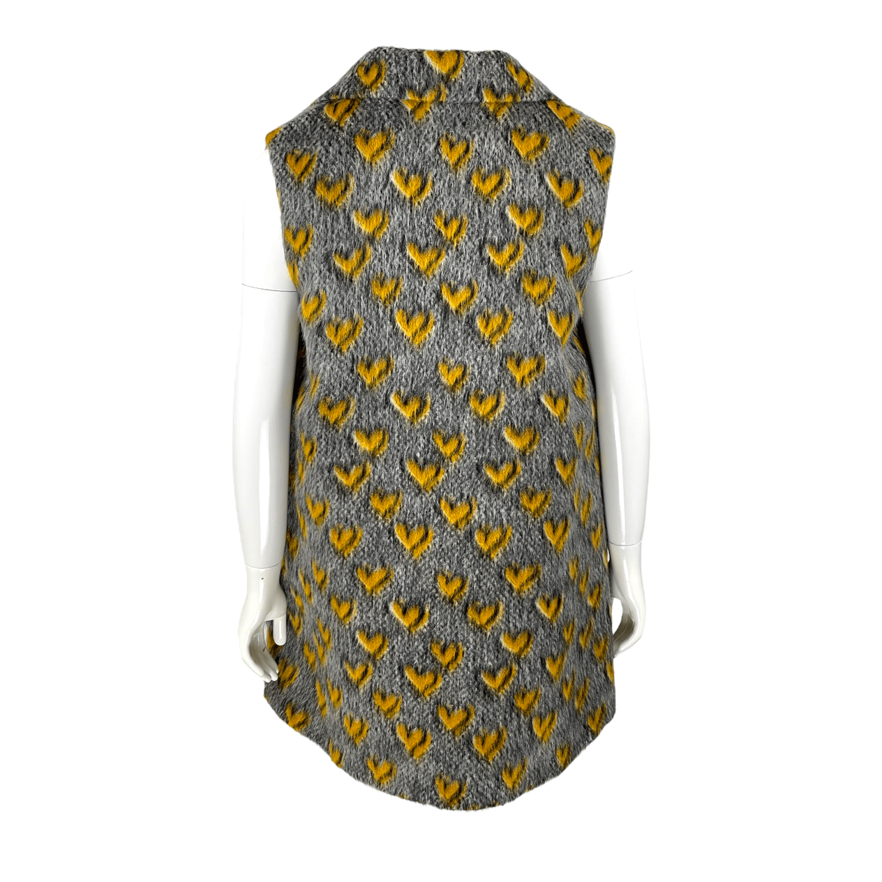  Fendi Heart Pattern Mohair Wool Fox Fur Grey Yellow Vest IT40 FENDI  