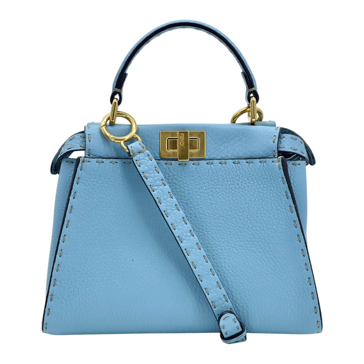  Fendi Light Blue Calfskin Mini Peekaboo Bag FENDI  