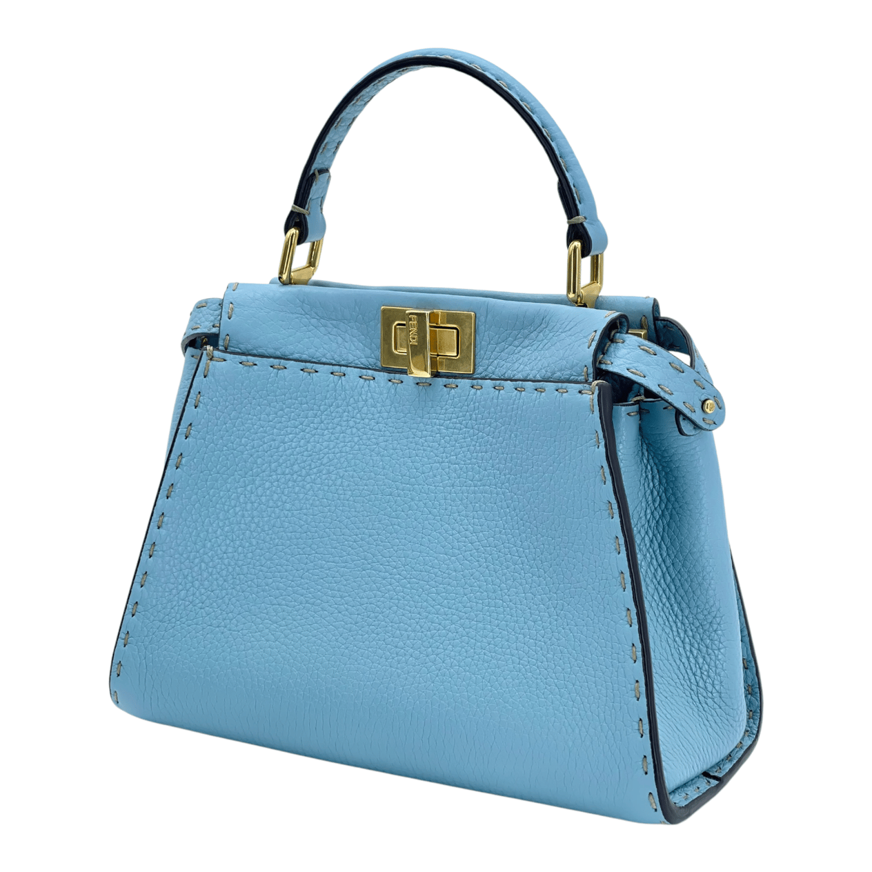  Fendi Light Blue Calfskin Mini Peekaboo Bag FENDI  