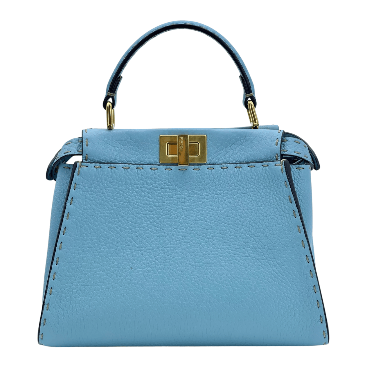  Fendi Light Blue Calfskin Mini Peekaboo Bag FENDI  