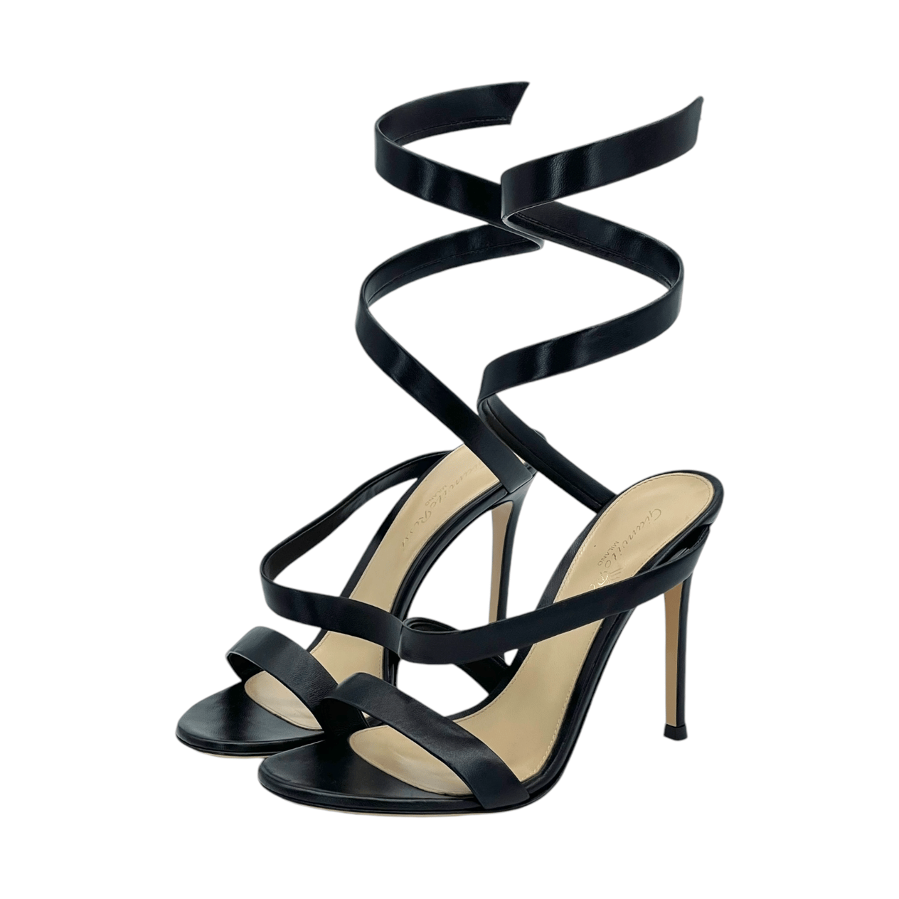  Gianvito Rossi Black Leather Opera Sandals 37 GIANVITO ROSSI  