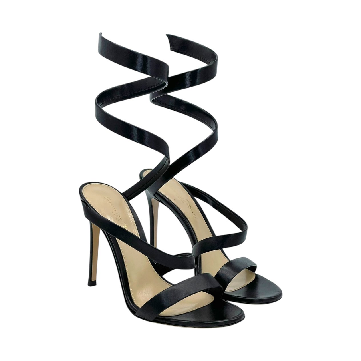  Gianvito Rossi Black Leather Opera Sandals 37 GIANVITO ROSSI  