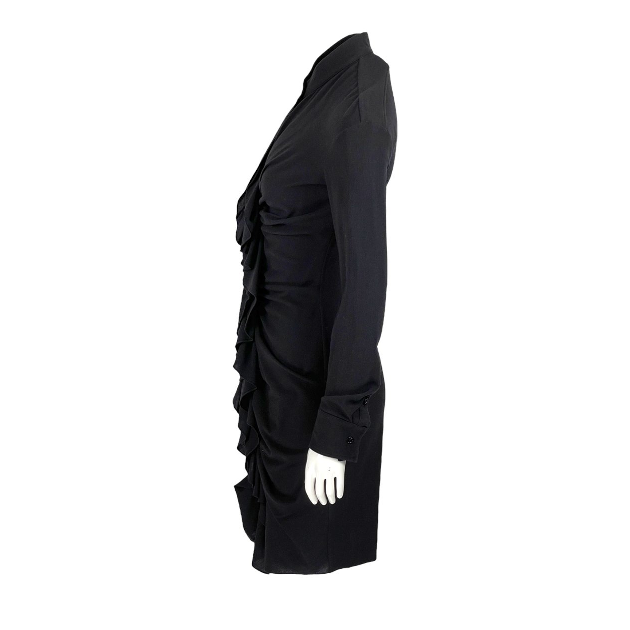  Givenchy Black Frilly Long Sleeve Dress 38 GIVENCHY  