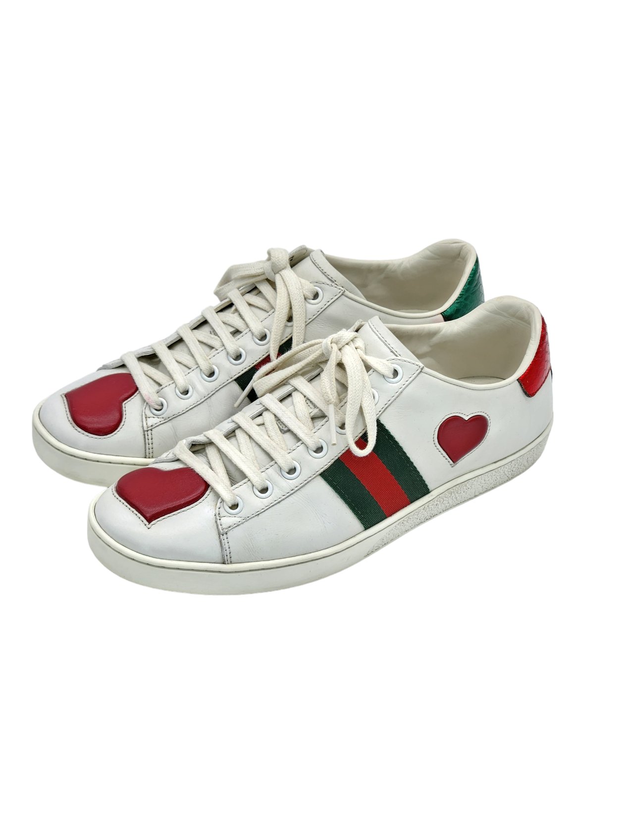  Gucci Ace Embroidered Hearts Sneakers 37.5 GUCCI  