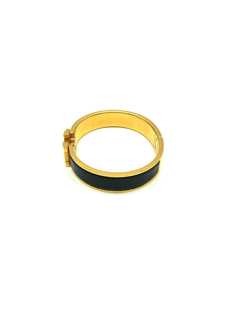  Hermes Black Gold H Bracelet HERMES  