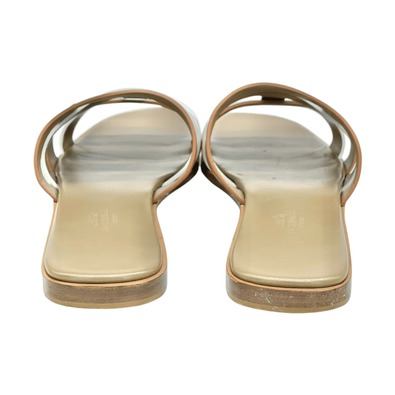  Hermes Brown White Leather Amore Sandals 38 HERMES  