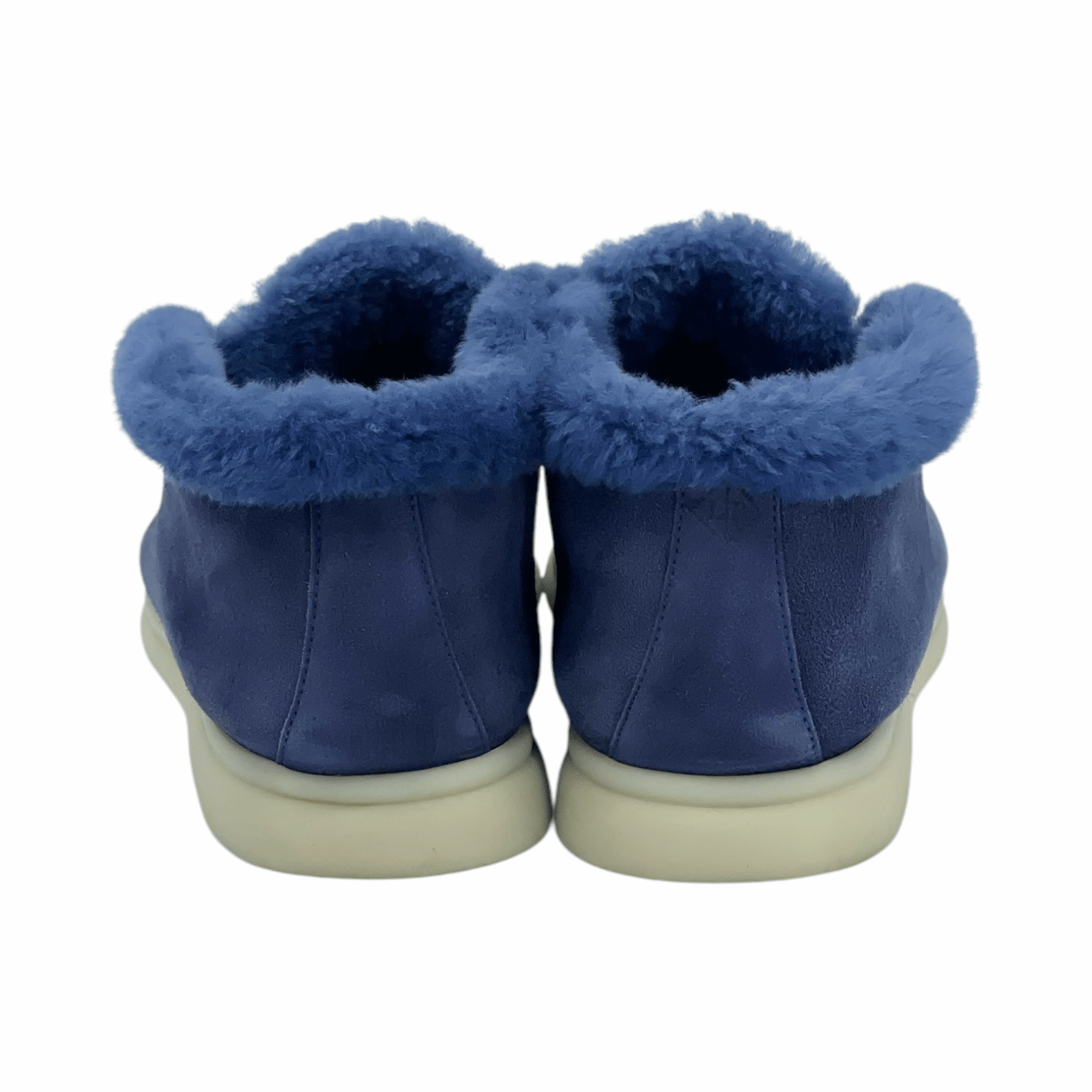  Loro Piana Midnight Blue Suede Fur Trim Open Walk Chukka Boots 38 LORO PIANA  