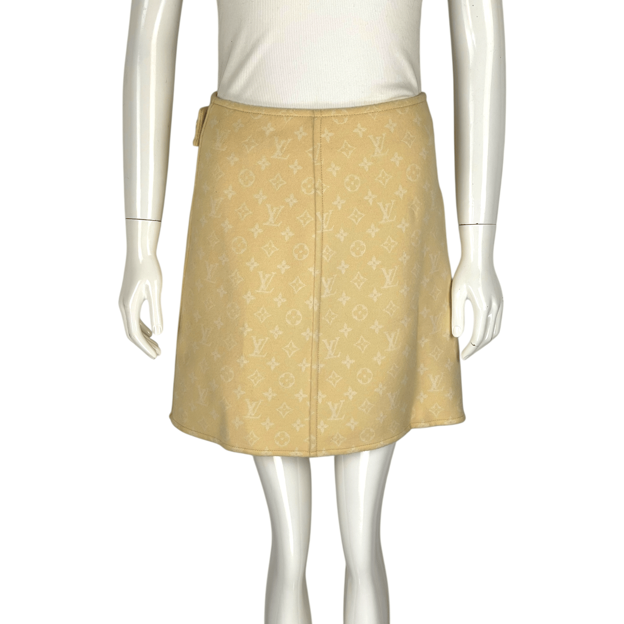  Louis Vuitton Pastel Yellow Double Face Monogram A Line Mini Skirt 36 LOUIS VUITTON  
