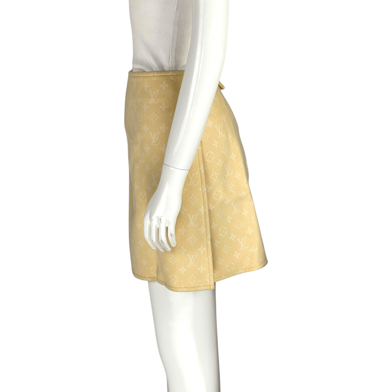 Louis Vuitton Pastel Yellow Double Face Monogram A Line Mini Skirt 36 LOUIS VUITTON  