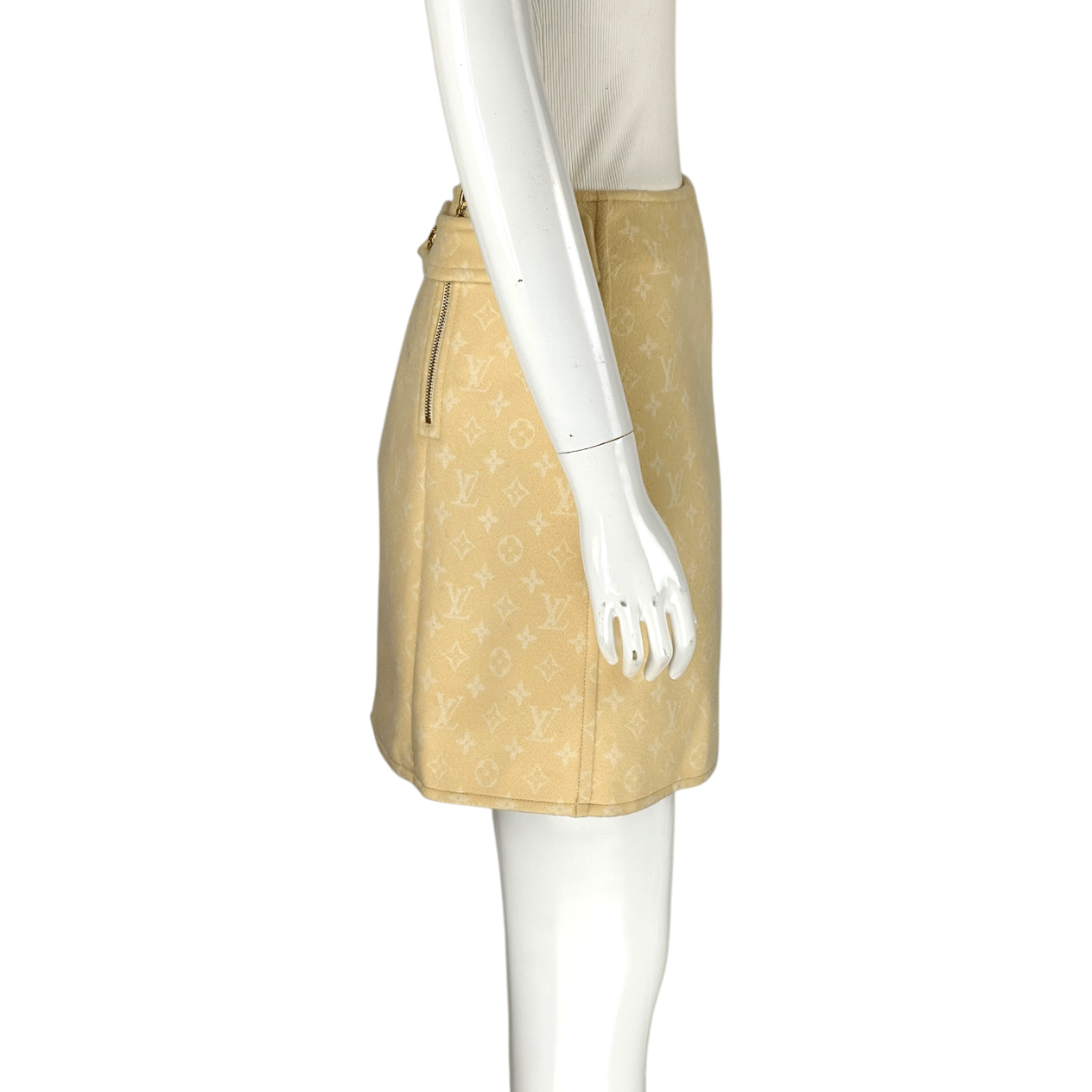  Louis Vuitton Pastel Yellow Double Face Monogram A Line Mini Skirt 36 LOUIS VUITTON  