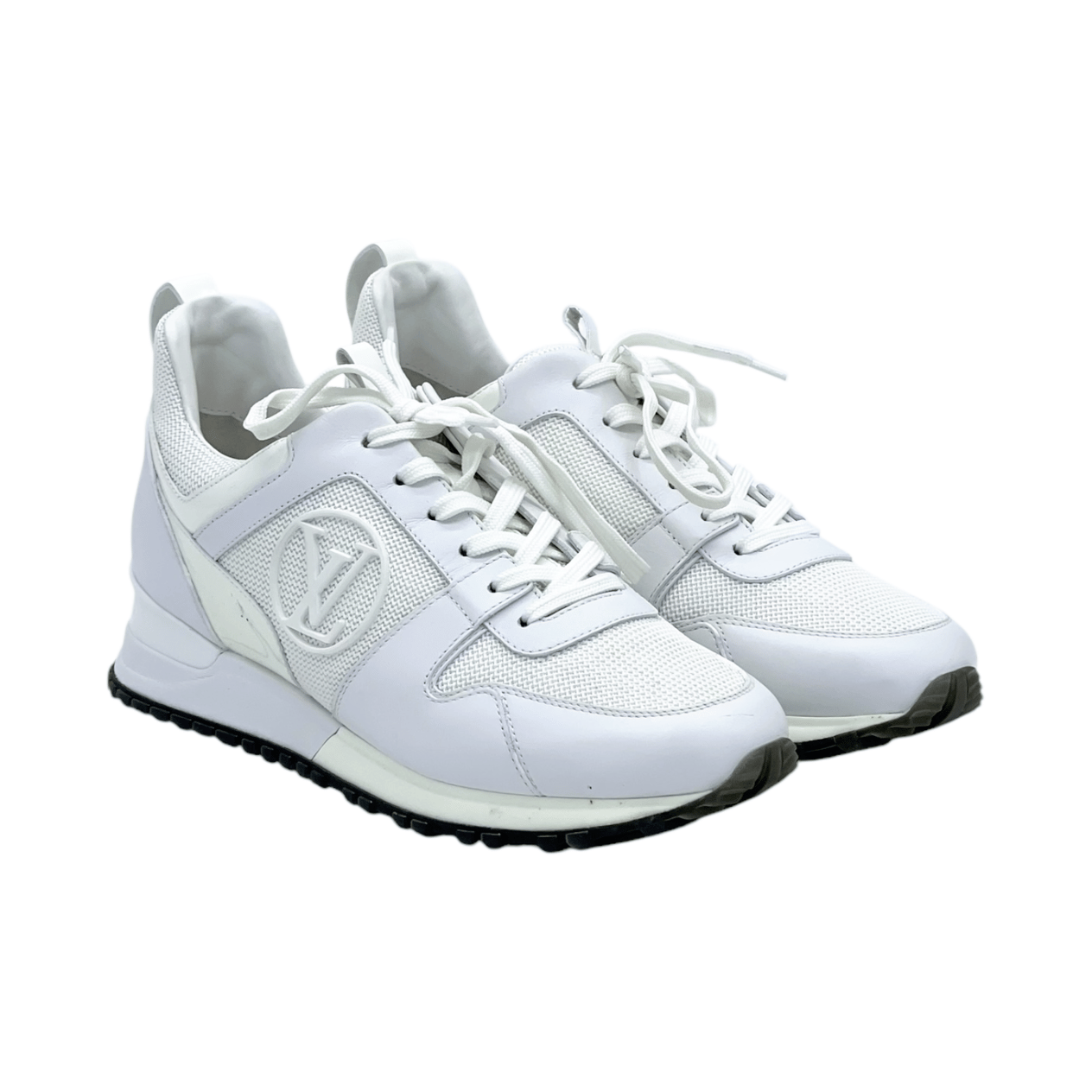  Louis Vuitton White Mesh Leather Run Away Low Top Sneakers 37 LOUIS VUITTON  