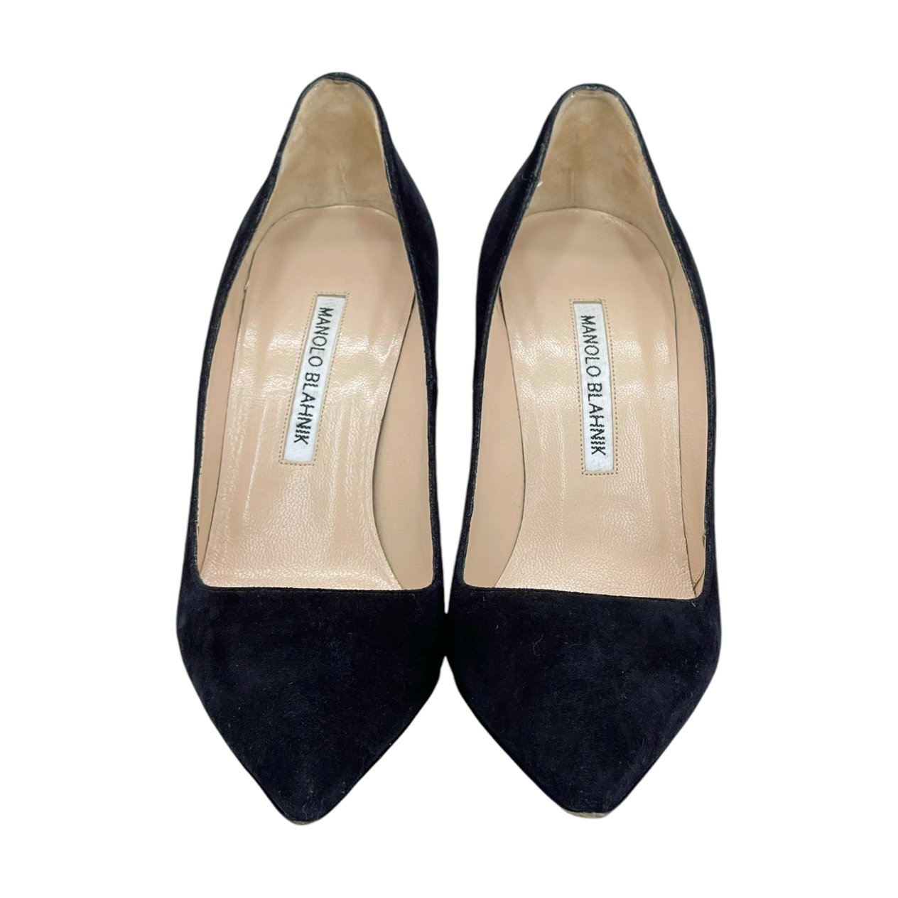  Manolo Blahnik Black Suede BB Tora Heel Pumps 37 MANOLO BLAHNIK  