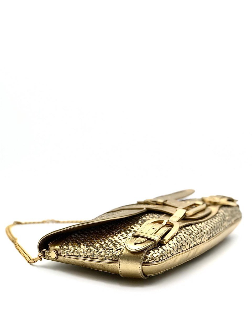 Metallic Leather and Mesh Handbag