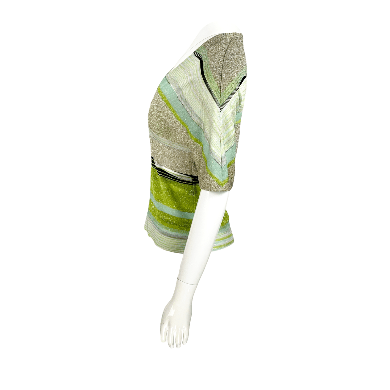  Missoni Light Green Grey V Neck Tshirt IT40 MISSONI  