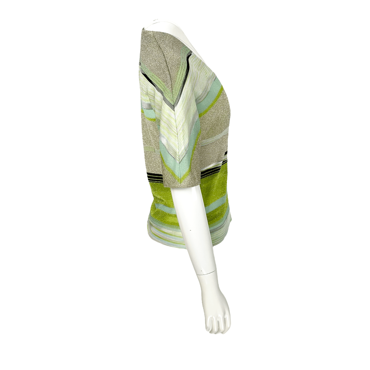  Missoni Light Green Grey V Neck Tshirt IT40 MISSONI  