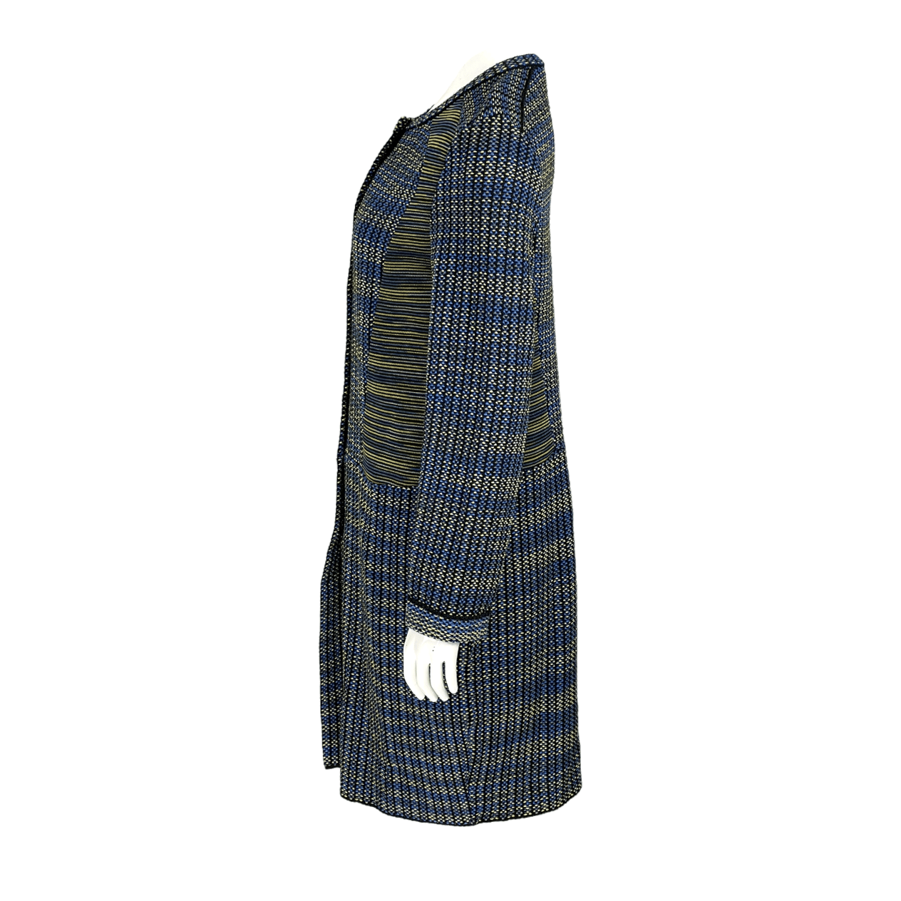  Missoni Navy Blue Yellow Wool Knit Long Cardigan IT46 MISSONI  