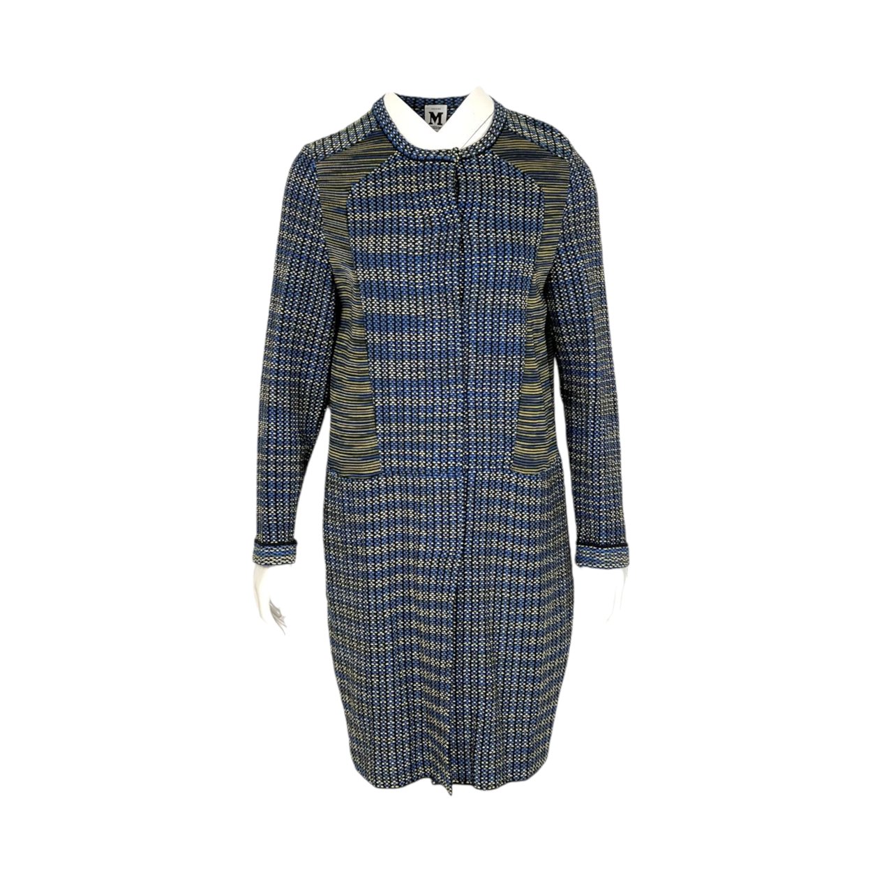  Missoni Navy Blue Yellow Wool Knit Long Cardigan IT46 MISSONI  