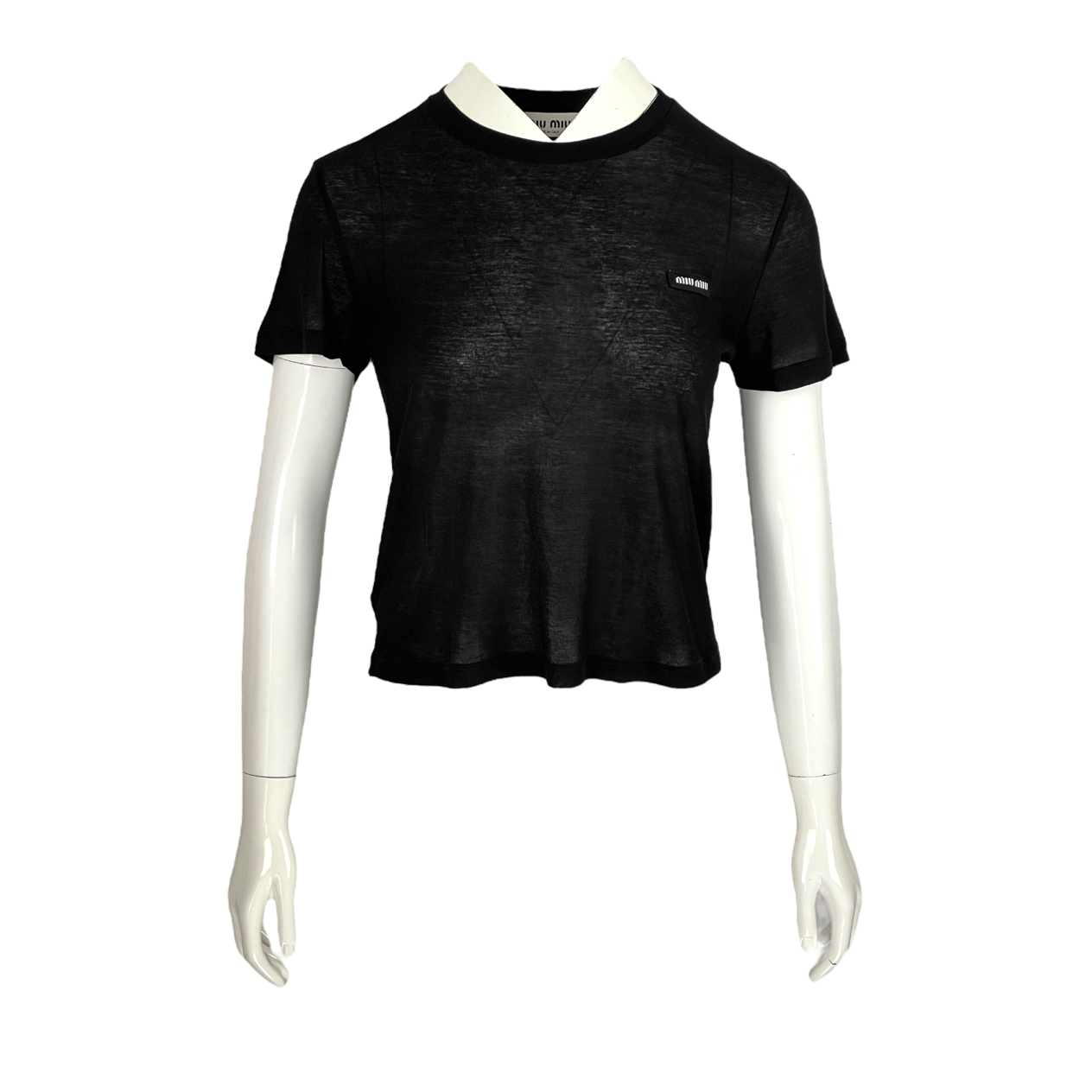  Miu Miu Black Ribbed Jersey Tshirt M MIU MIU  