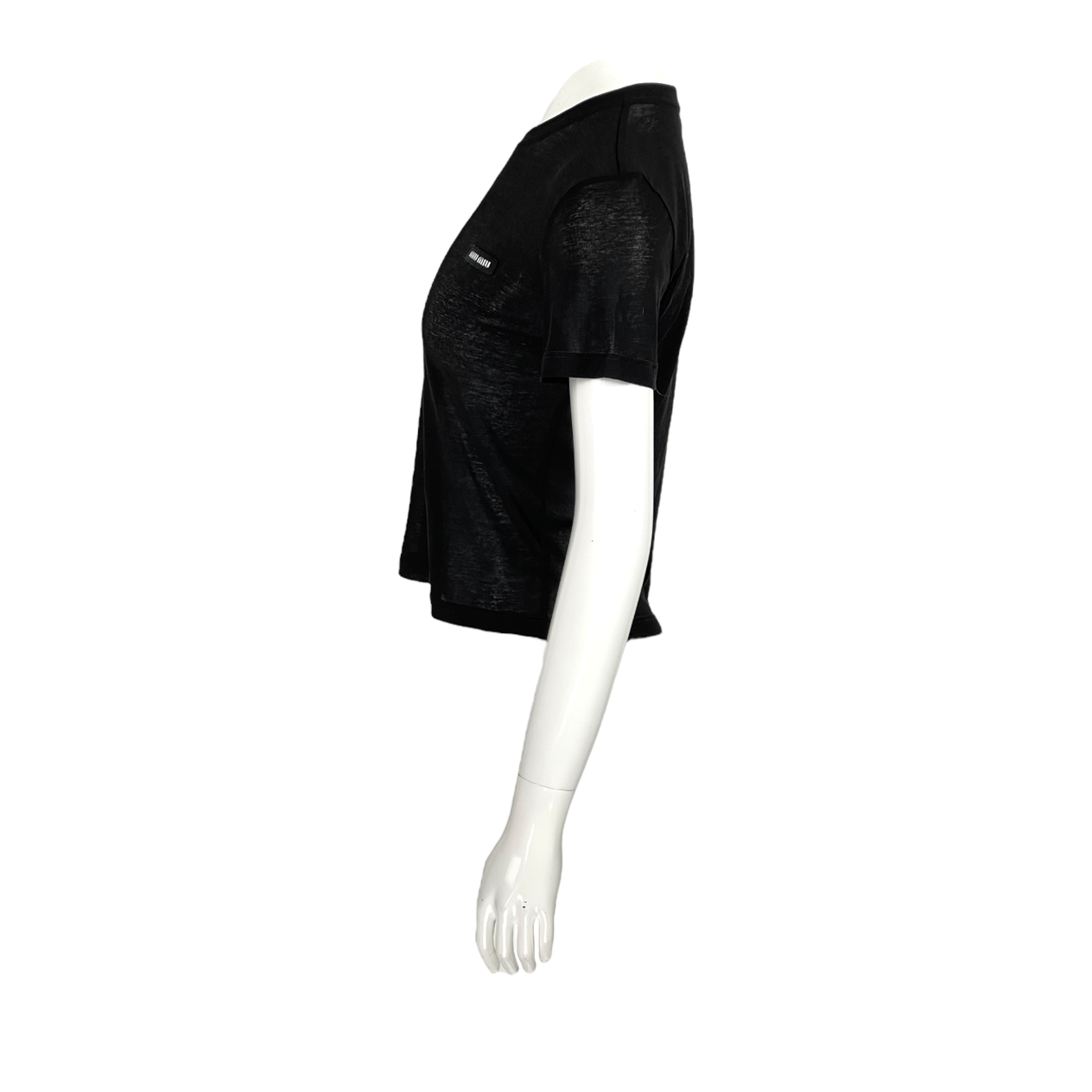  Miu Miu Black Ribbed Jersey Tshirt M MIU MIU  