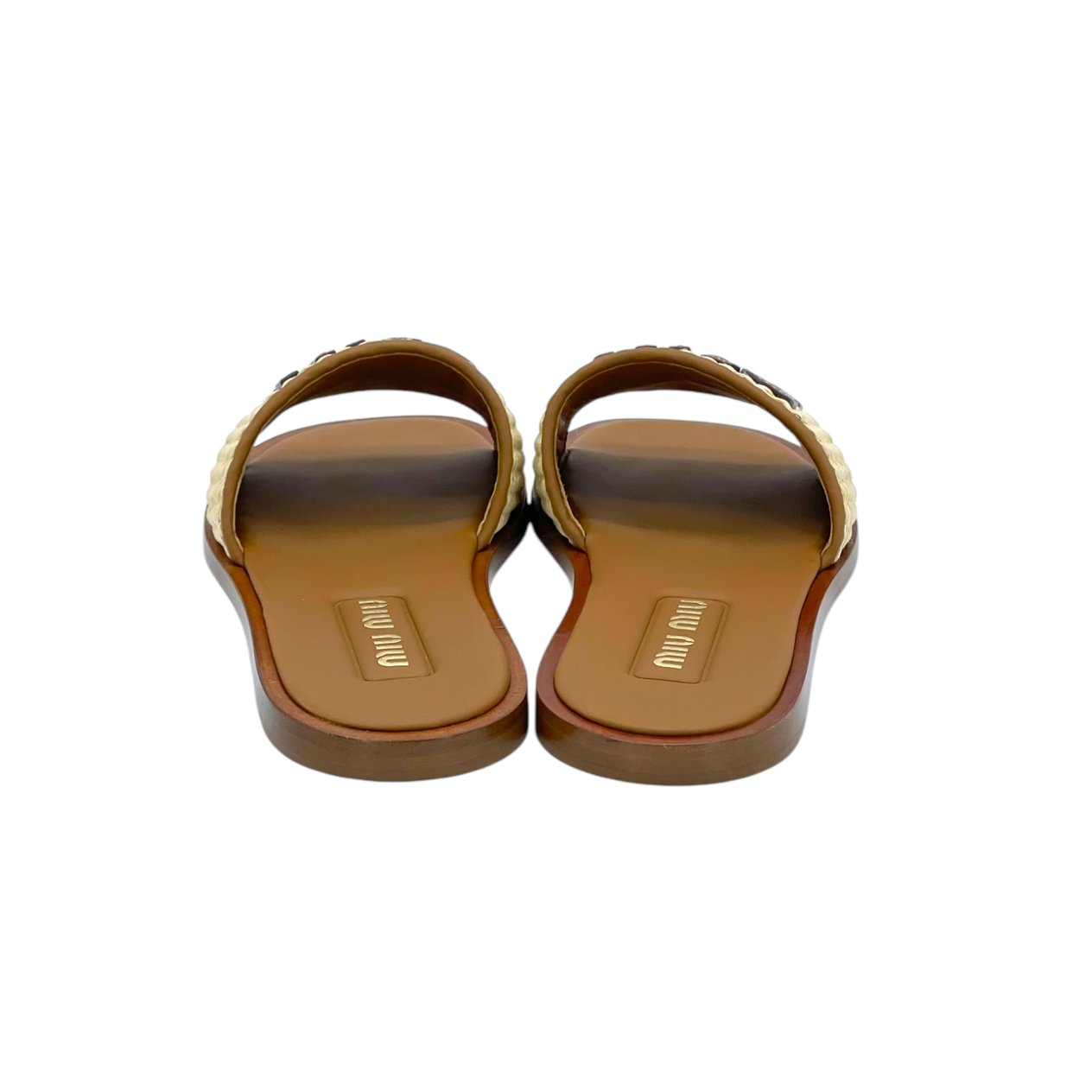  Miu Miu Raffia Effect Woven Fabric Slides 39 MIU MIU  