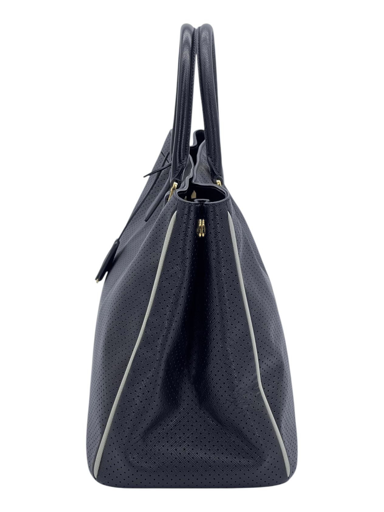  Prada Black Perforated Saffiano Leather Galleria Handbag PRADA  