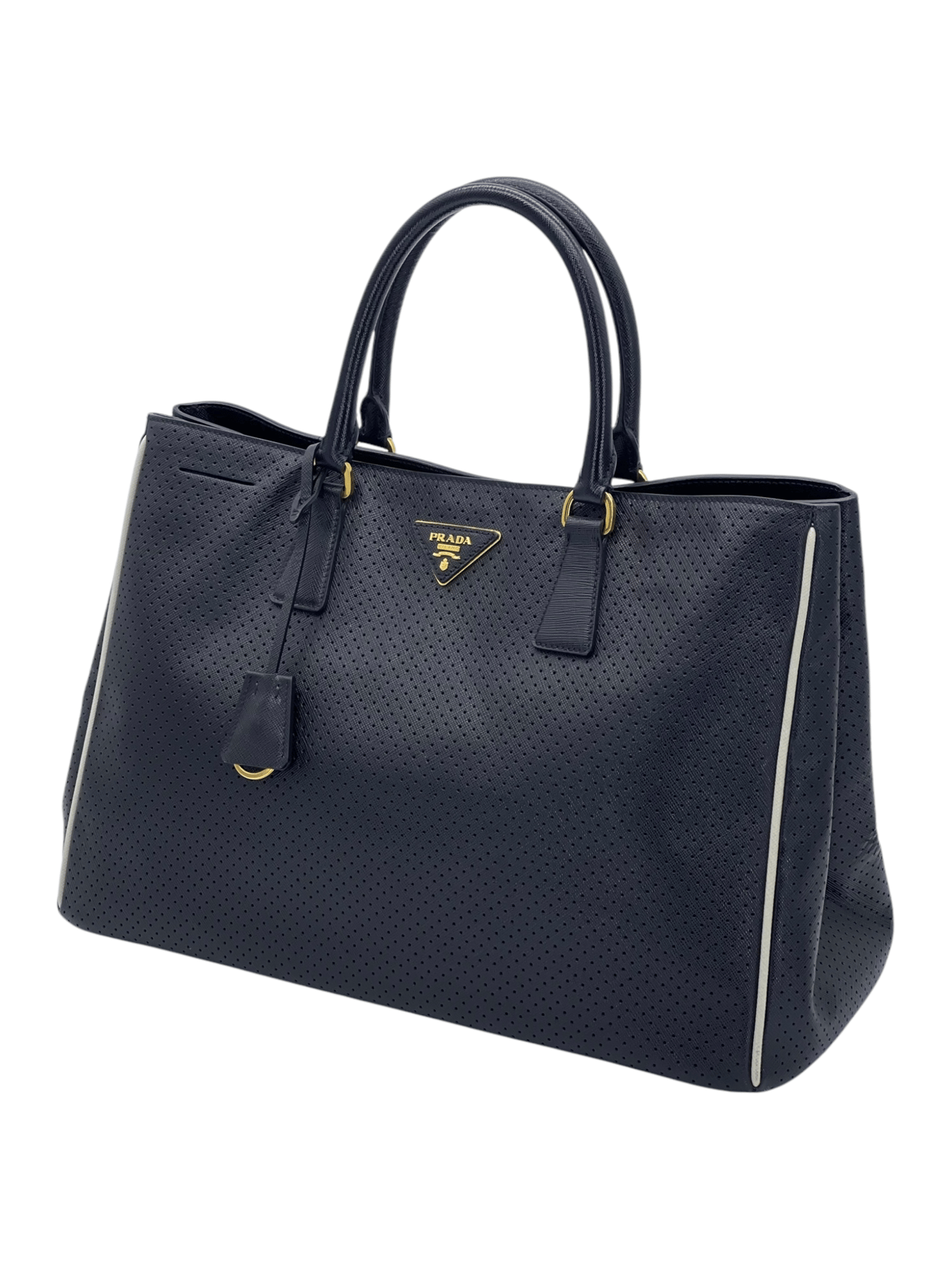  Prada Black Perforated Saffiano Leather Galleria Handbag PRADA  