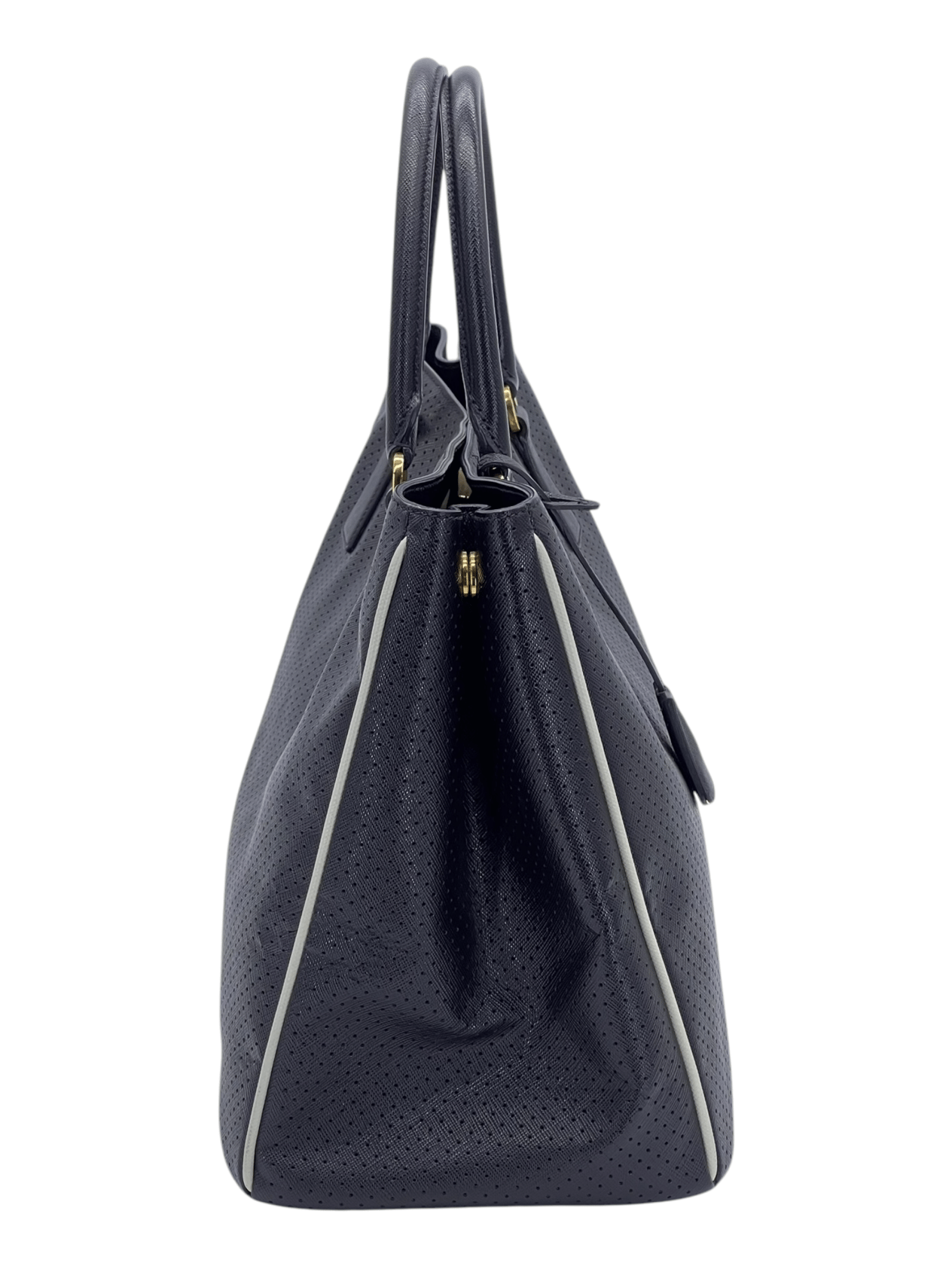  Prada Black Perforated Saffiano Leather Galleria Handbag PRADA  