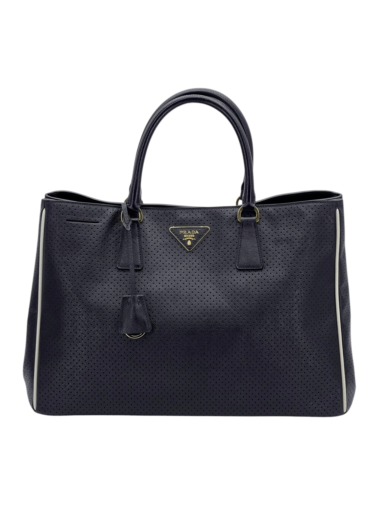  Prada Black Perforated Saffiano Leather Galleria Handbag PRADA  